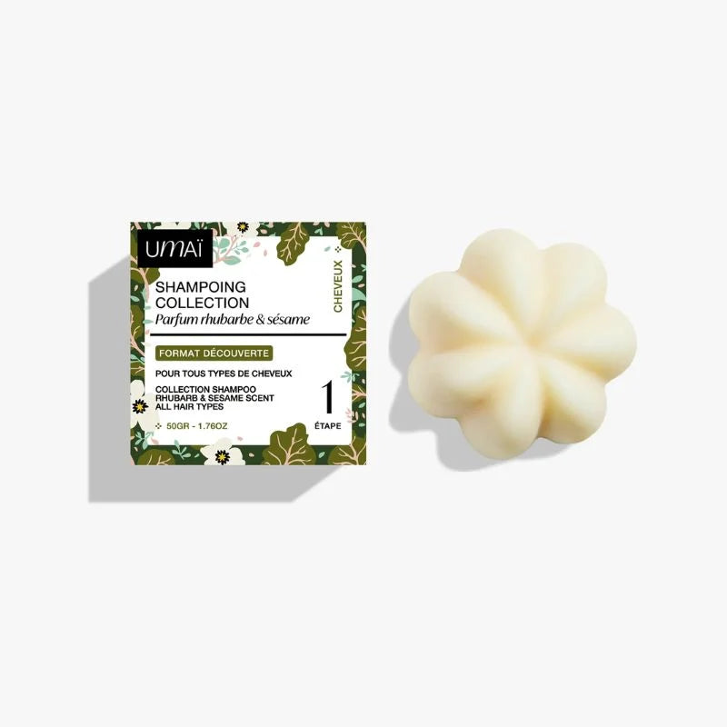 Shampoing solide Rhubarbe & Sésame d’Umaï, format 50 g